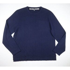 RIVER STONE - MEN'S NAVY BLUE PULLOVER SWEATER - SIZE L
